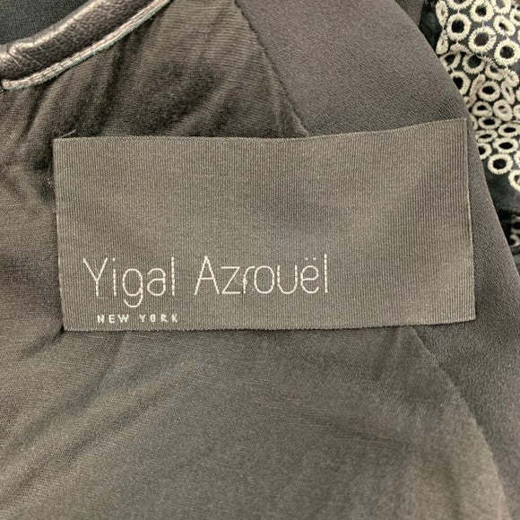 YIGAL AZROUEL Black White Cotton Eyelet Lamb Skin Sleeveless Dress - Picture 5 of 5